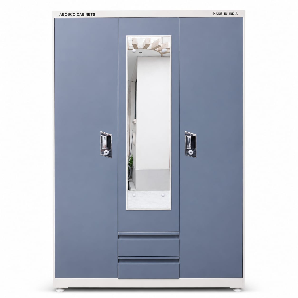 ABOSCO 3 Door Steel Cabinet with Mirror & Drawer