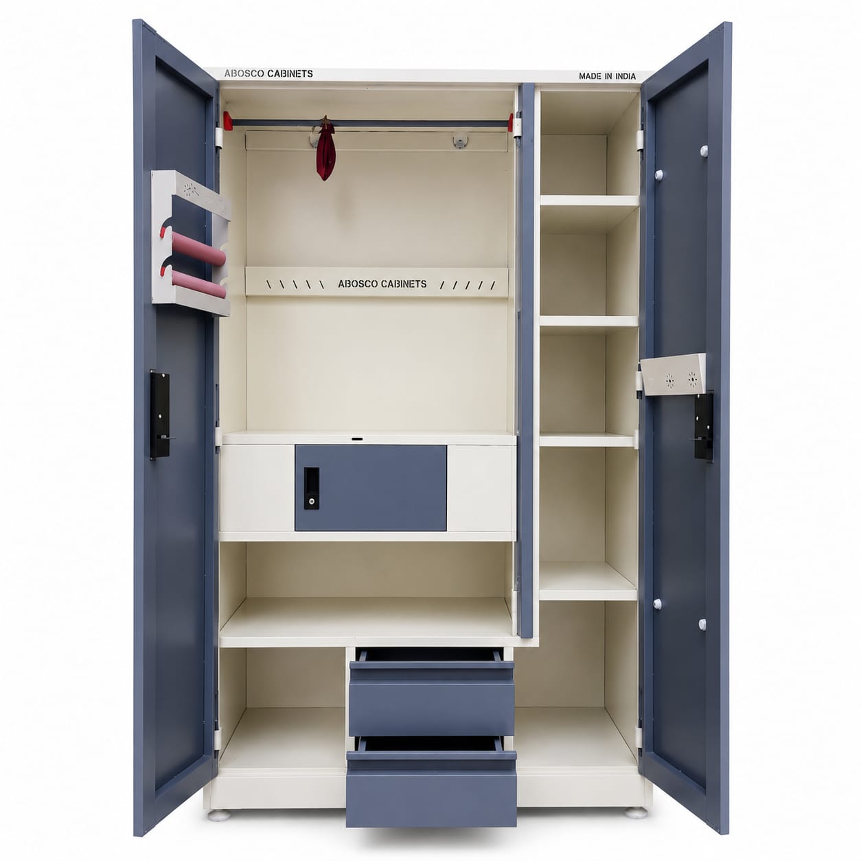 ABOSCO 3 Door Steel Cabinet with Mirror & Drawer - 2